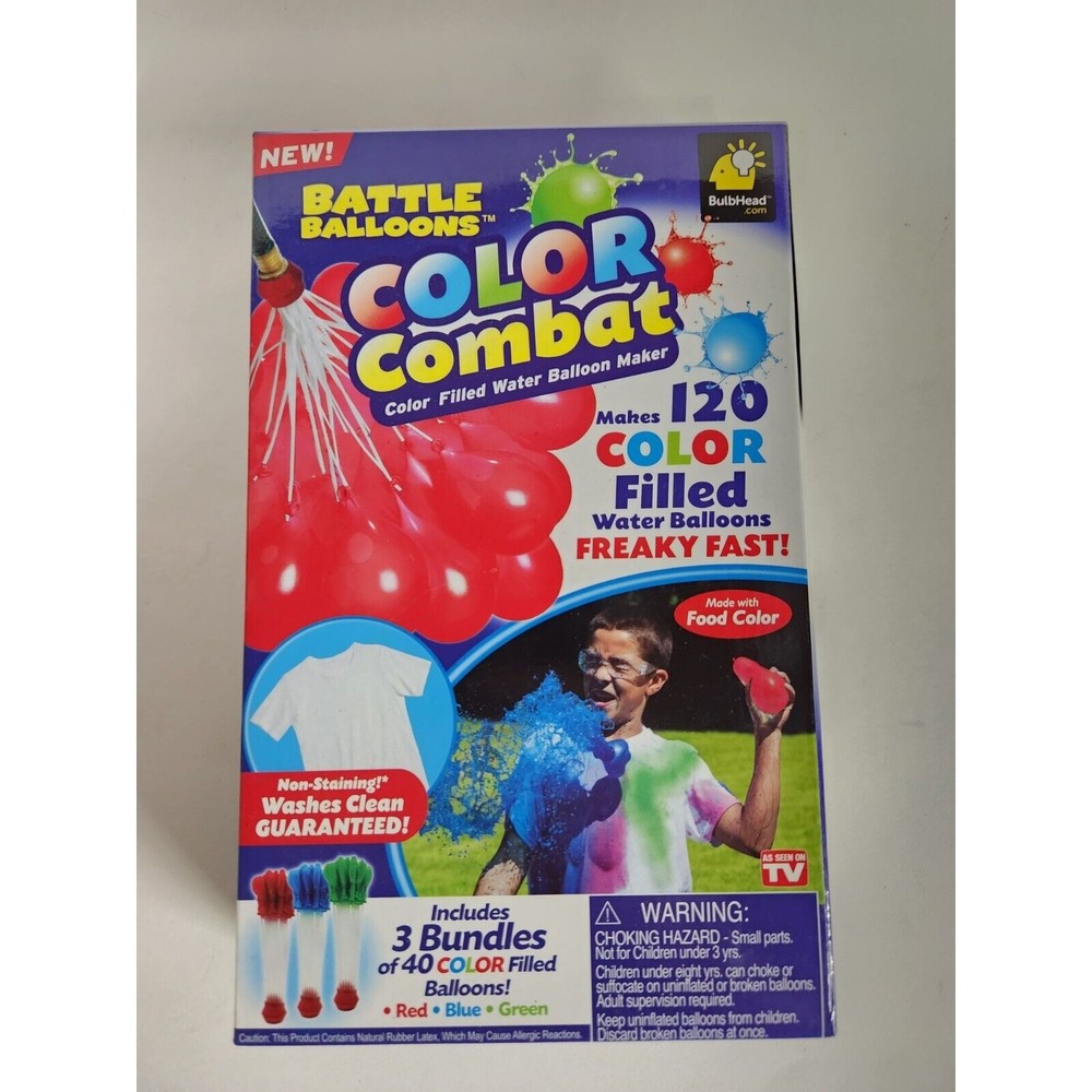 Battle Balloons Color Burst 120ct Non Staining Red Blue Green